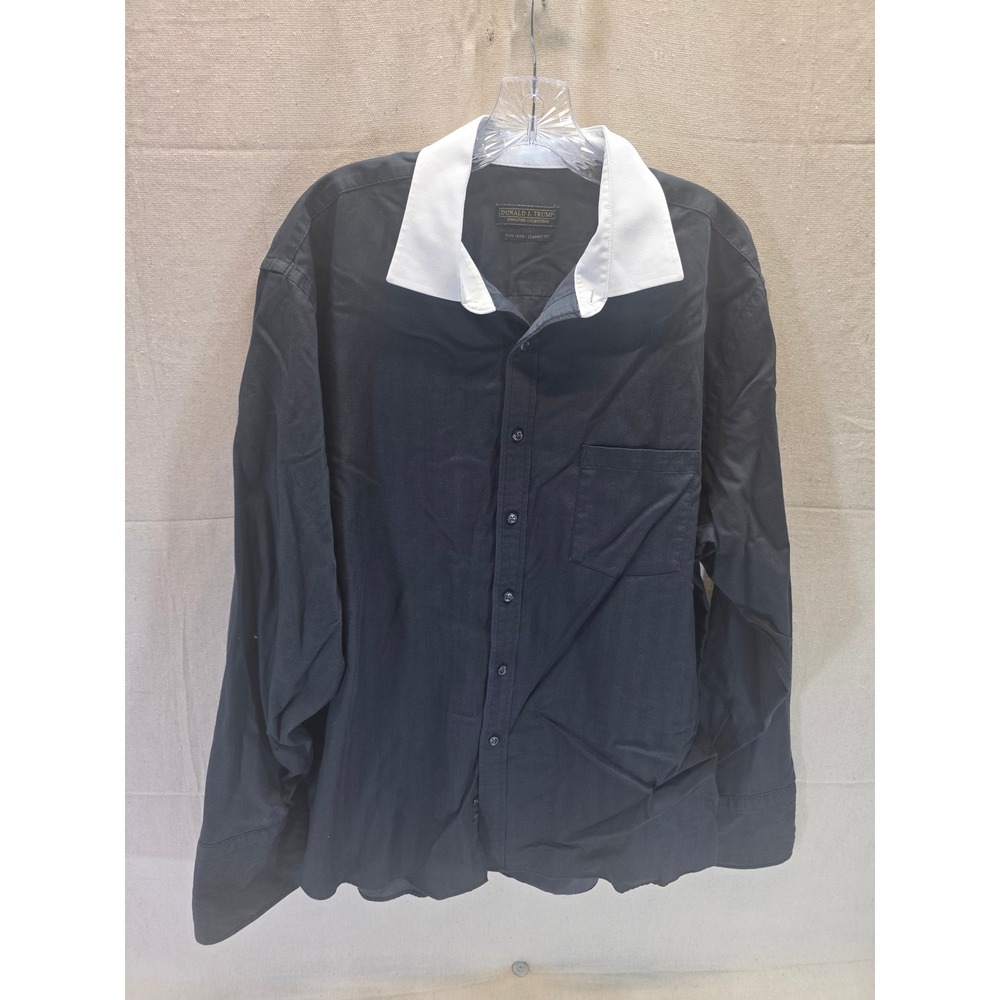 Donald J Trump Signature Collection Men BlackWhite Collar Dress Shirt 17.5 34/35